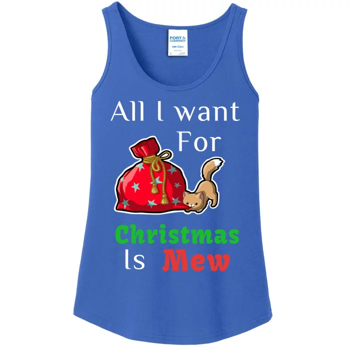 All I Want For Christmas Is Cat Mew Kitty Santa Design Cool Gift Ladies Essential Tank