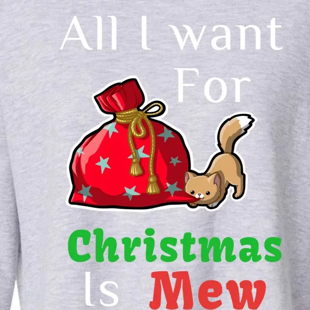 All I Want For Christmas Is Cat Mew Kitty Santa Design Cool Gift Cropped Pullover Crew