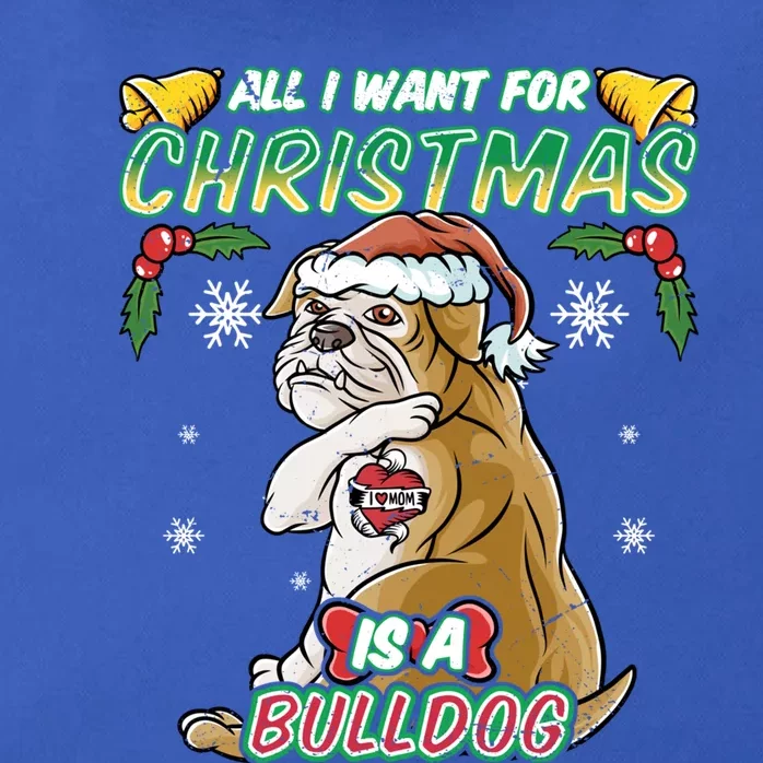 All I Want For Christmas Is A Bulldog Santa Claus Dog Xmas Cool Gift Zip Tote Bag