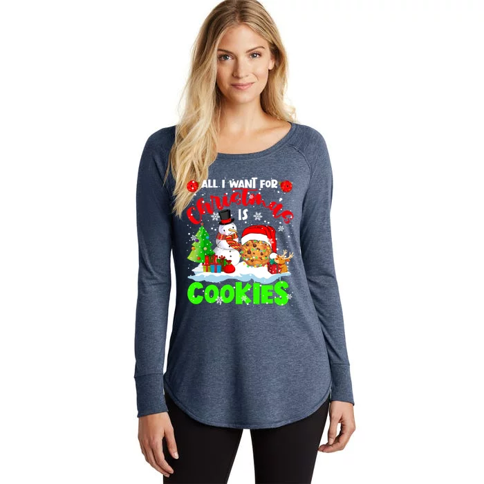 All I Want For Christmas Is Cookies Santa Cookie Snow Gift Women's Perfect Tri Tunic Long Sleeve Shirt