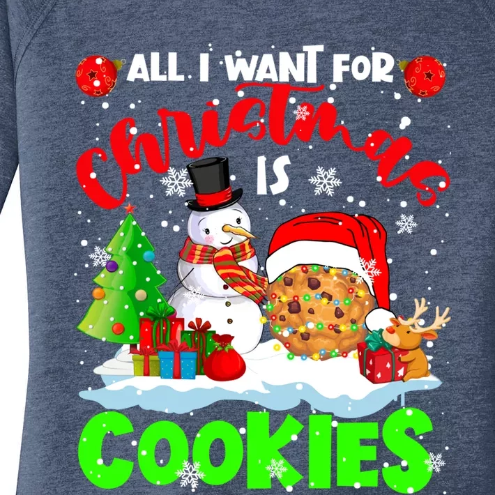 All I Want For Christmas Is Cookies Santa Cookie Snow Gift Women's Perfect Tri Tunic Long Sleeve Shirt