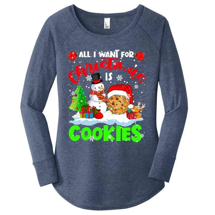 All I Want For Christmas Is Cookies Santa Cookie Snow Gift Women's Perfect Tri Tunic Long Sleeve Shirt