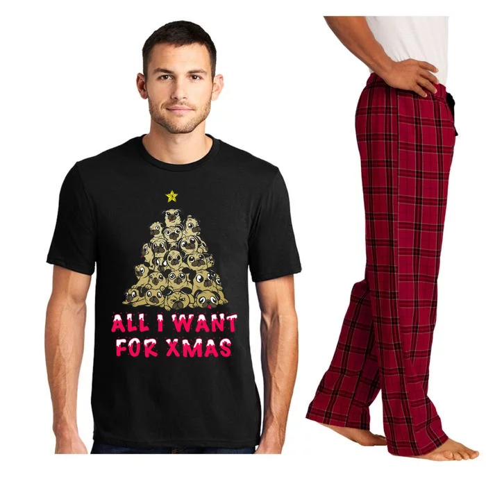 All I Want For Xmas Pugs For Christmas Pug Tree Star Cute Gift Pajama Set