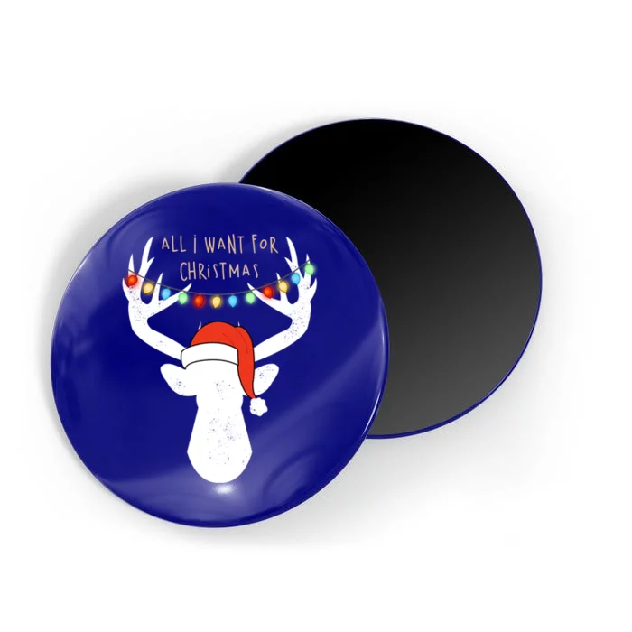 All I Want For Christmas Deer With Santa Hat Hunting Gift Magnet