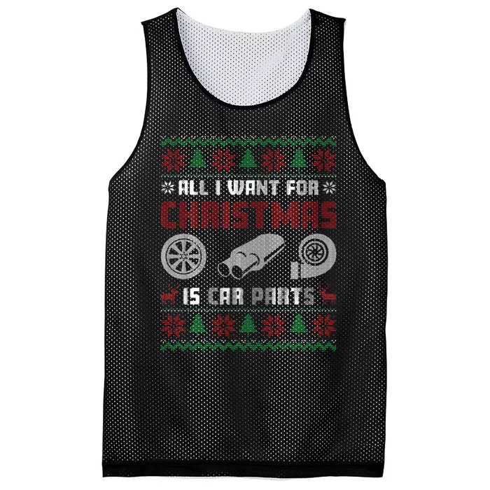 All I Want for Christmas is More Car Parts Ugly Sweater Xmas Mesh Reversible Basketball Jersey Tank