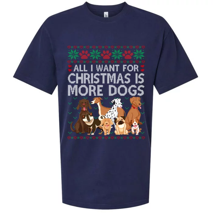 All I Want For Christmas Is More Dogs Ugly Xmas Sweater Gift Sueded Cloud Jersey T-Shirt