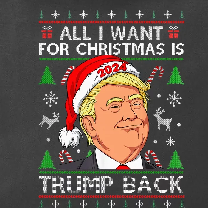 All I Want For Christmas Is Trump Back 2024 Ugly Sweater Zip Tote Bag