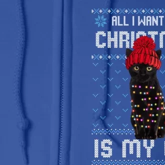 All I Want For Christmas Is My Cat Ugly Christmas Sweater Funny Gift Full Zip Hoodie