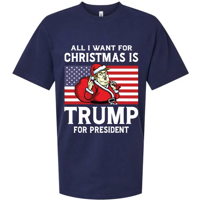 All I Want For Christmas Is Trump For President Trump Back Sueded Cloud Jersey T-Shirt