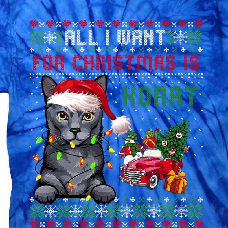 All I Want For Christmas Is Korat Cat Ugly Christmas Sweater Gift Tie-Dye T-Shirt