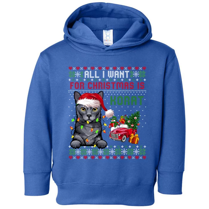 All I Want For Christmas Is Korat Cat Ugly Christmas Sweater Gift Toddler Hoodie