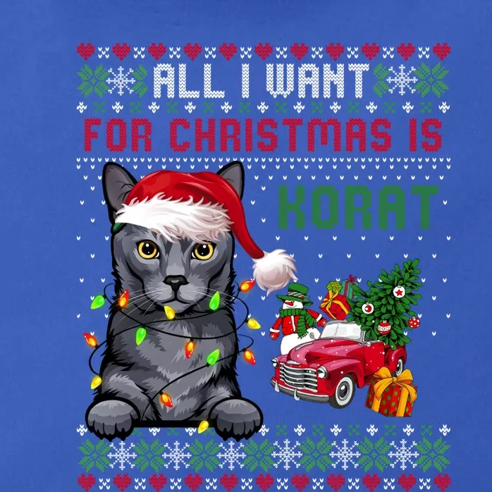 All I Want For Christmas Is Korat Cat Ugly Christmas Sweater Gift Zip Tote Bag