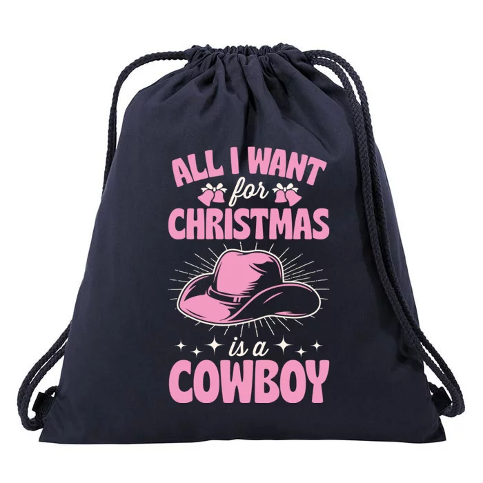 All I Want For Christmas Is A Cow Funny Cute Horse Gift Drawstring Bag