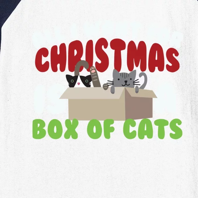 All I Want For Christmas Is A Box Of Cats Gift Baseball Sleeve Shirt