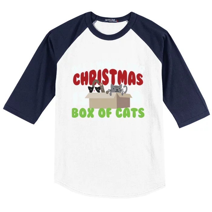 All I Want For Christmas Is A Box Of Cats Gift Baseball Sleeve Shirt