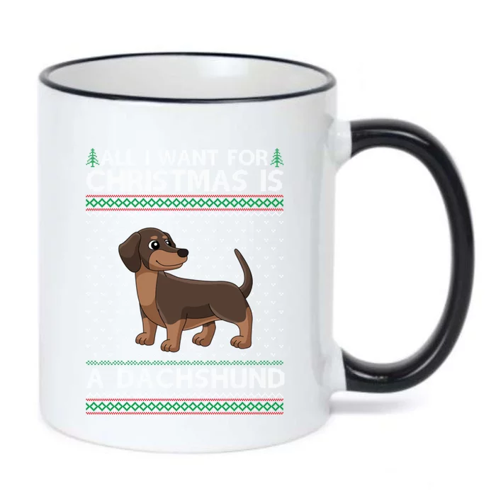 All I Want For Christmas Is A Dachshund Dog Ugly Xmas Gift Black Color Changing Mug