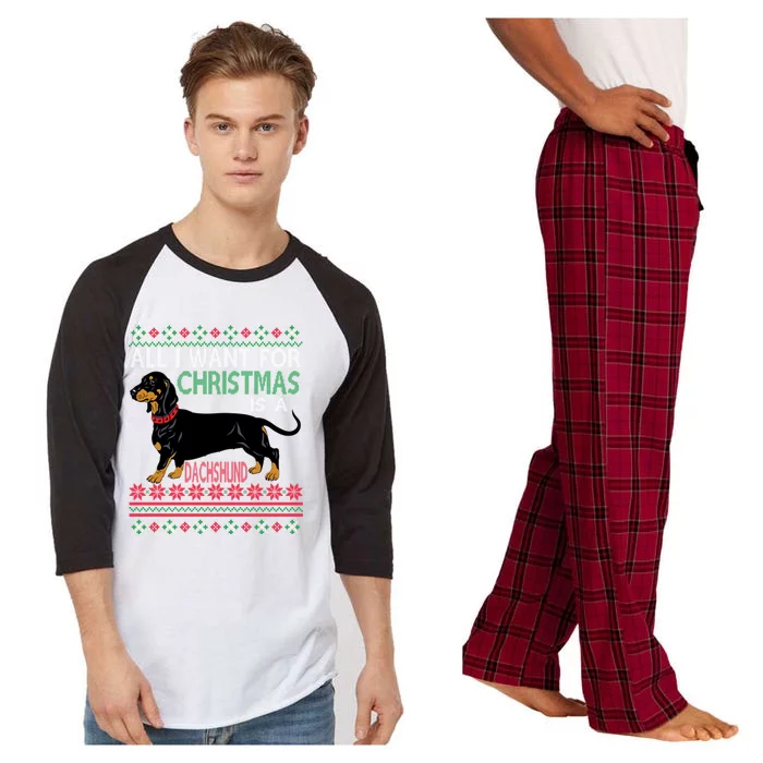 All I Want For Christmas Is A Dachshund Gift Raglan Sleeve Pajama Set