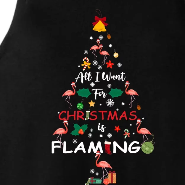 All I Want For Christmas Is Flamingo Funny Flamingo Lovers Gift Ladies Tri-Blend Wicking Tank