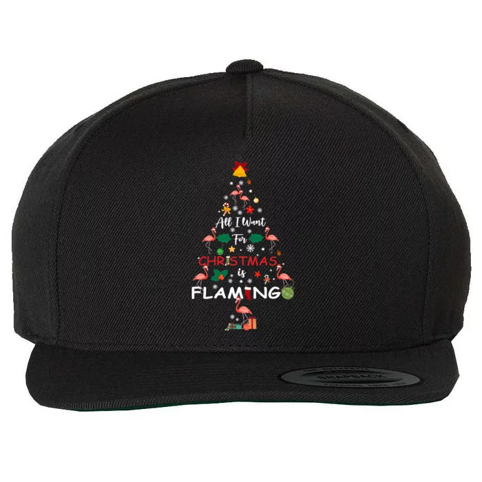 All I Want For Christmas Is Flamingo Funny Flamingo Lovers Gift Wool Snapback Cap