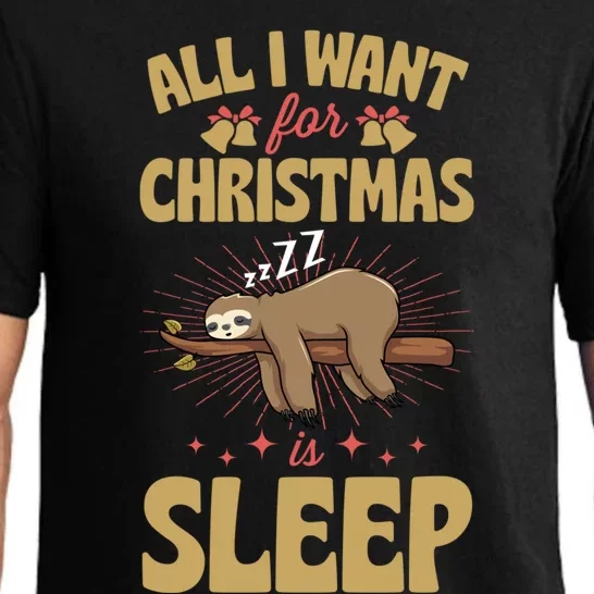 All I Want For Christmas Is Sleep Funny Cute Sloth Lover Nap Gift Pajama Set