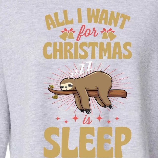 All I Want For Christmas Is Sleep Funny Cute Sloth Lover Nap Gift Cropped Pullover Crew