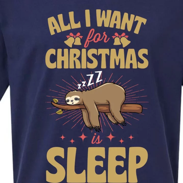 All I Want For Christmas Is Sleep Funny Cute Sloth Lover Nap Gift Sueded Cloud Jersey T-Shirt