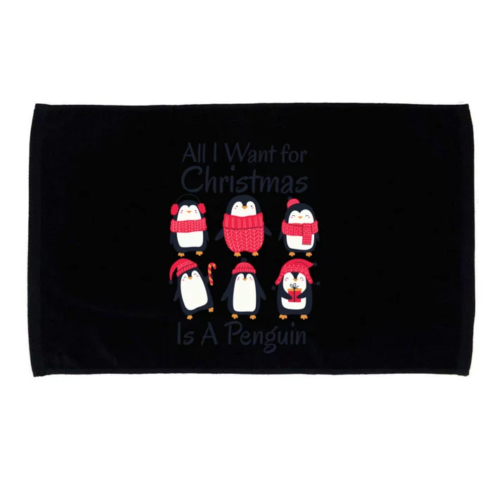 All I Want For Christmas Is A Penguin Xmas Funny Animal Cool Gift Microfiber Hand Towel