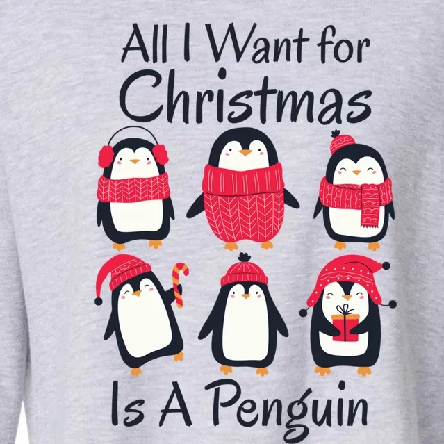 All I Want For Christmas Is A Penguin Xmas Funny Animal Cool Gift Cropped Pullover Crew