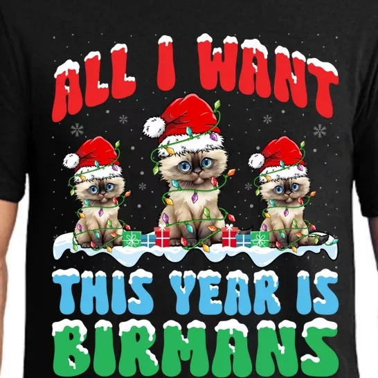 All I Want This Year Is Bir Cat Wearing Christmas Hat Cute Gift Pajama Set