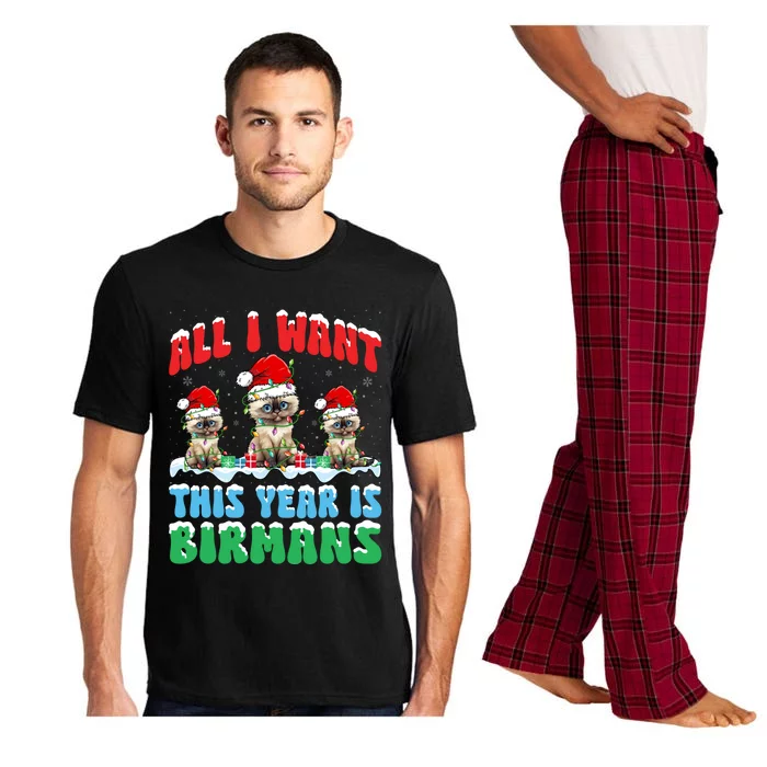 All I Want This Year Is Bir Cat Wearing Christmas Hat Cute Gift Pajama Set