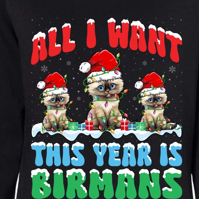 All I Want This Year Is Bir Cat Wearing Christmas Hat Cute Gift Womens California Wash Sweatshirt