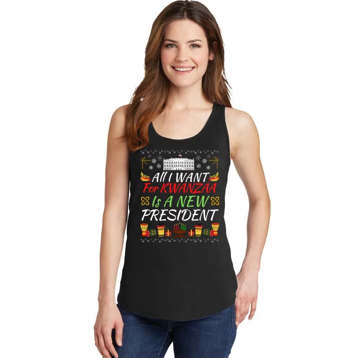 All I Want For Kwanzaa Is A New President Funny Kwanzaa Funny New President Ladies Essential Tank