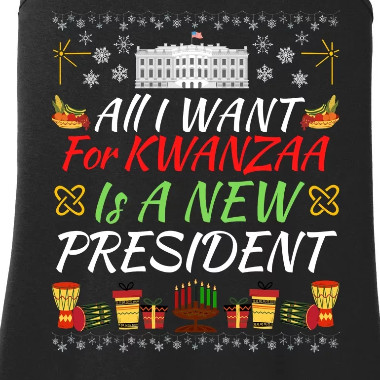 All I Want For Kwanzaa Is A New President Funny Kwanzaa Funny New President Ladies Essential Tank