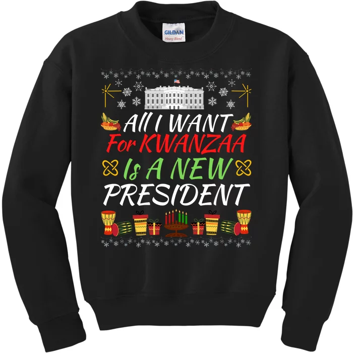 All I Want For Kwanzaa Is A New President Funny Kwanzaa Funny New President Kids Sweatshirt