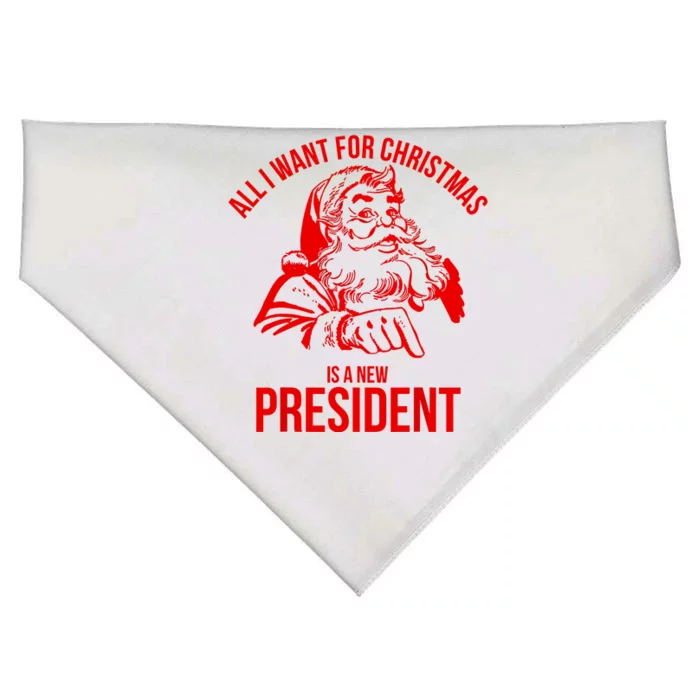 All I Want For Christmas Is A New President Funny Santa Xmas USA-Made Doggie Bandana