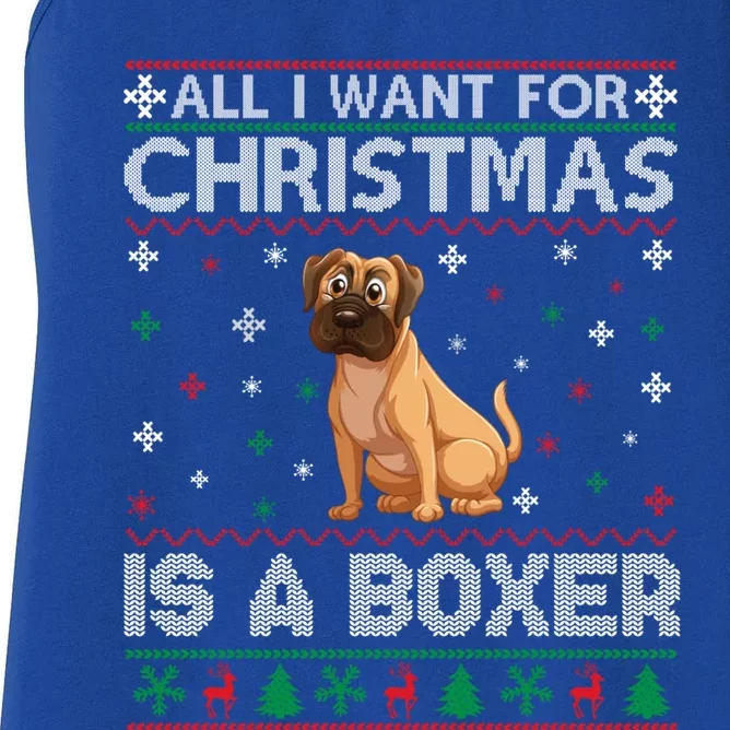 All I Want For Christmas Is A Boxer Dog Ugly Xmas Sweater Gift Women's Racerback Tank