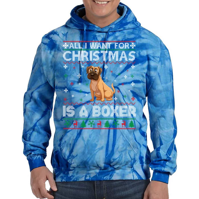 All I Want For Christmas Is A Boxer Dog Ugly Xmas Sweater Gift Tie Dye Hoodie