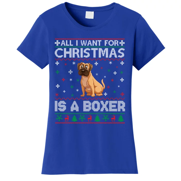 All I Want For Christmas Is A Boxer Dog Ugly Xmas Sweater Gift Women's T-Shirt