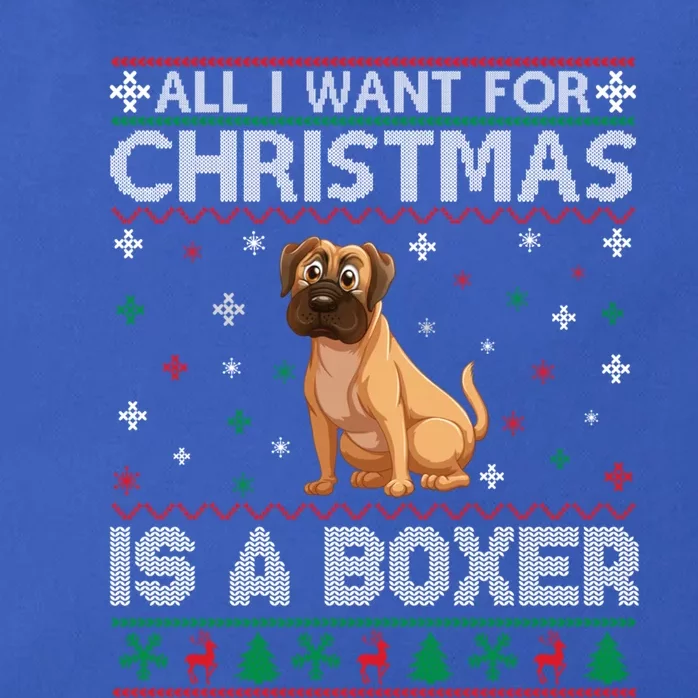 All I Want For Christmas Is A Boxer Dog Ugly Xmas Sweater Gift Zip Tote Bag