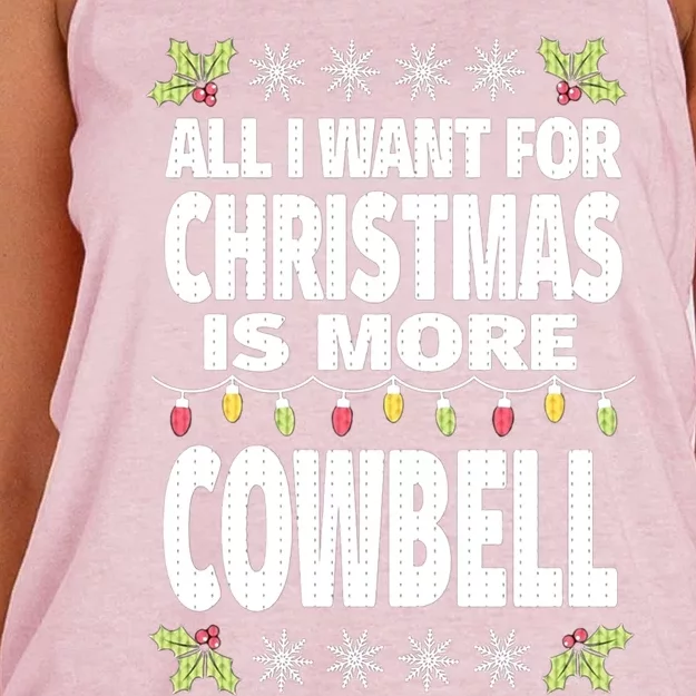 All I Want For Christmas Is More Cowbell Ugly Xmas Women's Knotted Racerback Tank