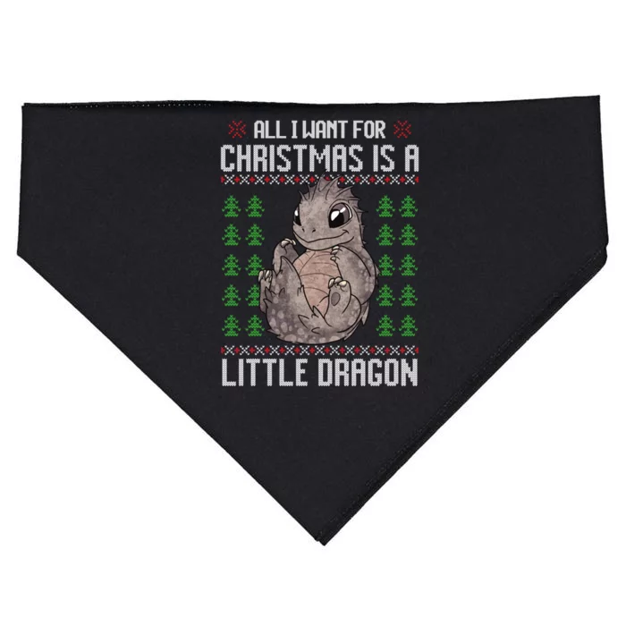 All I Want For Christmas Is A Dragon Ugly Xmas Gift USA-Made Doggie Bandana