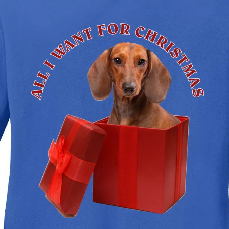 All I Want For Christmas Dachshund Funny Gift Ladies Long Sleeve Shirt