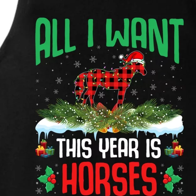 All I Want This Year Is Horses Wearing Santa Hat Christmas Funny Gift Ladies Tri-Blend Wicking Tank