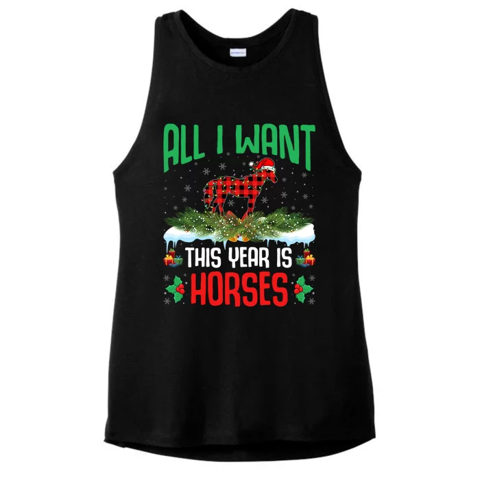 All I Want This Year Is Horses Wearing Santa Hat Christmas Funny Gift Ladies Tri-Blend Wicking Tank