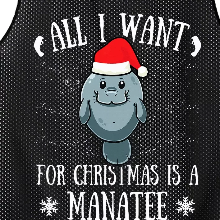 All I Want For Christmas Is A Manatee With Santa Claus Hat Mesh Reversible Basketball Jersey Tank