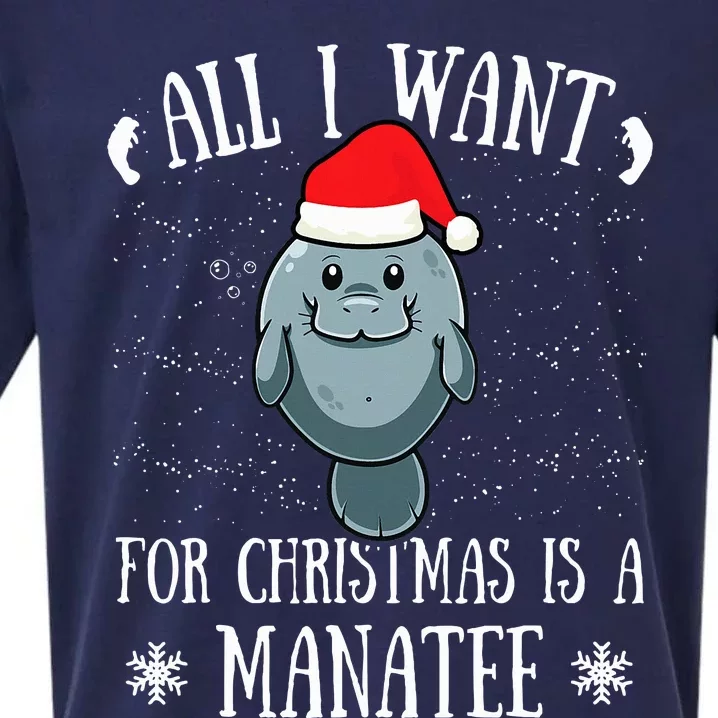 All I Want For Christmas Is A Manatee With Santa Claus Hat Sueded Cloud Jersey T-Shirt