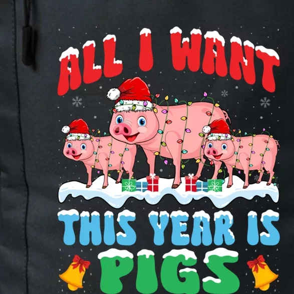 All I Want This Year Is Pig Wearing Christmas Hat Funny Gift Daily Commute Backpack