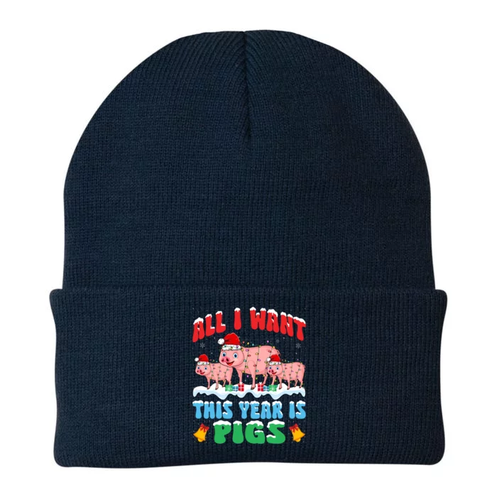 All I Want This Year Is Pig Wearing Christmas Hat Funny Gift Knit Cap Winter Beanie