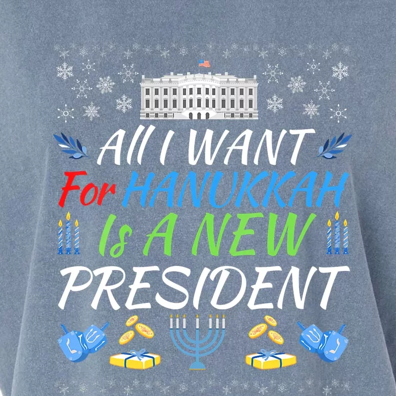 All I Want For Hanukkah Is A New President Fun Xmas Sweater Garment-Dyed Women's Muscle Tee