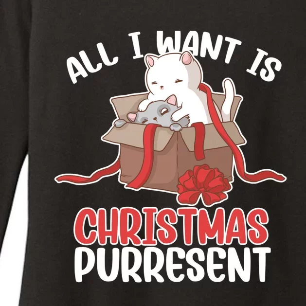 All I Want Is Christmas Purresent Kitten Cat Christmas Gift Womens CVC Long Sleeve Shirt